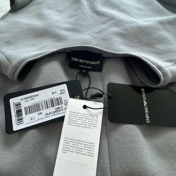 Emporio Armani Gray Cap Sleeve V-Neck Dress IT 38 US 2 Small pleated stretch new - Picture 16 of 16